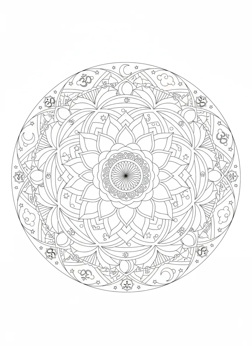 Mandala Lotus Sacré - Coloriage mandala à imprimer gratuitement